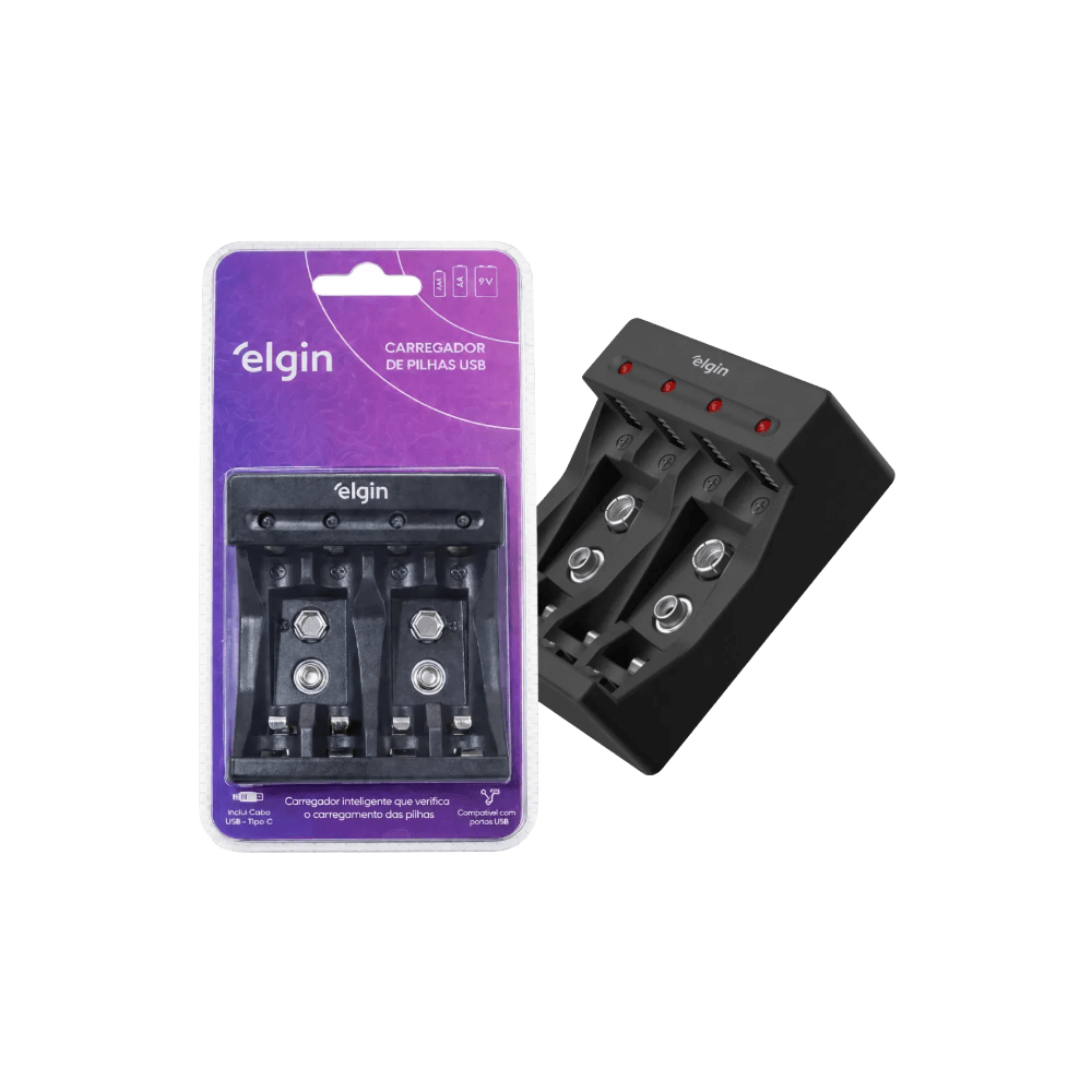 Carregador de Pilhas e Baterias USB com 2 Pilhas AA 1500mAh recarregáveis - Sieno