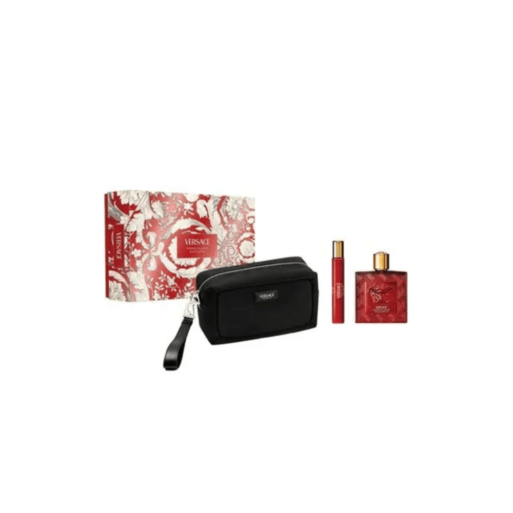 Kit Coffret Eros Flame Versace - Perfume Eau de Parfum + Travel Size + Necessaire Kit - Sieno